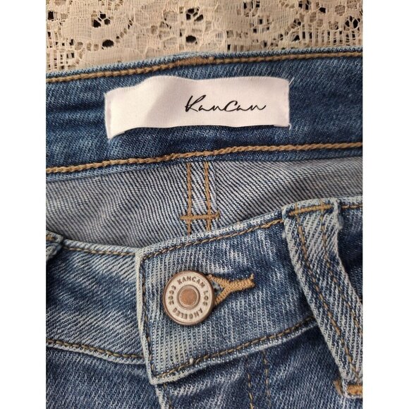 EUC KanCan Estilo Distressed Frayed Hem Blue Jeans-Size 9/28 - Picture 3 of 4